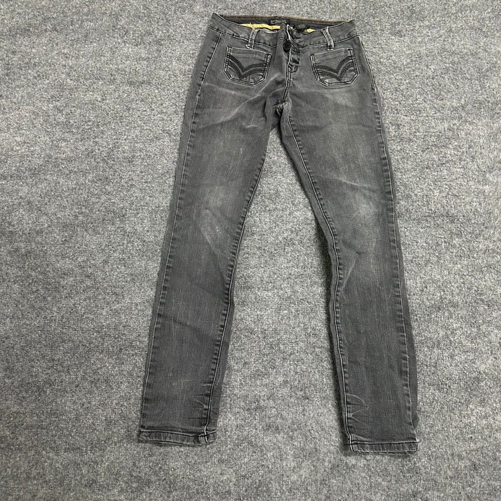 Z.D. Jeans Skinny Womens Size 7 Gray Denim Faded Low Rise Stretch Button Fly